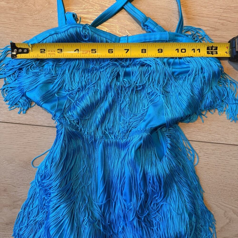Weissman blue “see me now” cut out Fringe Dance Costume size Medium Child - Picture 8 of 10